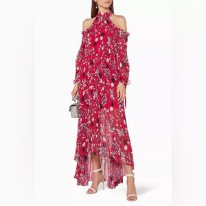NWT! Self Portrait Cold Shoulder Red Print Floral Maxi Dress